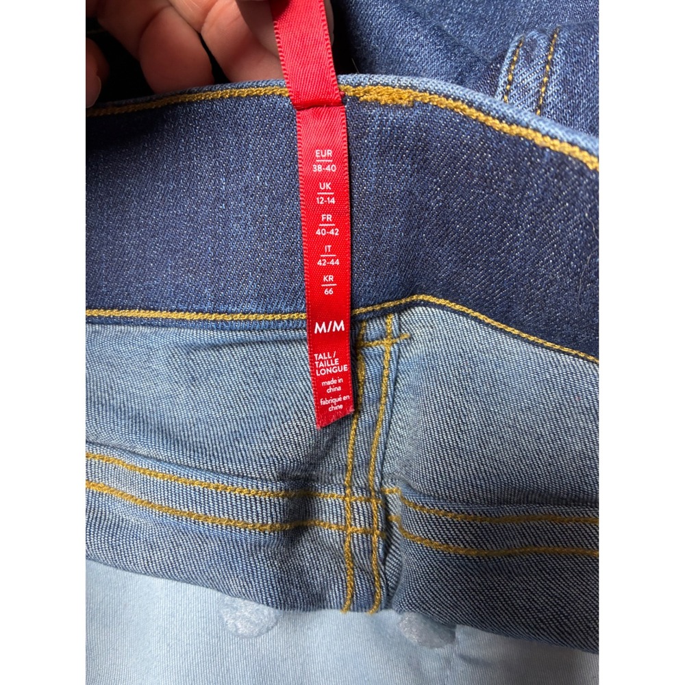 SPANX Dark Wash Flare Pull On Stretch Shaping Jeans Medium Tall - Picture 9 of 10